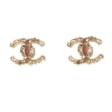 Chanel CC Clip-On Earrings Metal with Crystals and Faux Pearls