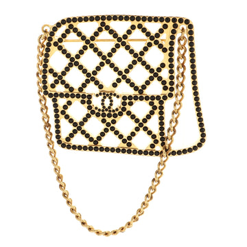 Chanel Flap Bag Brooch Metal  with Crystals