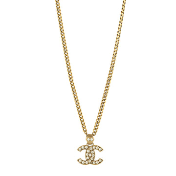 Chanel CC Pendant Necklace Crystal Embellished Metal