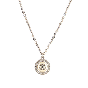 Chanel CC Round Pendant Necklace Faux Pearls and Crystal Embellished Metal