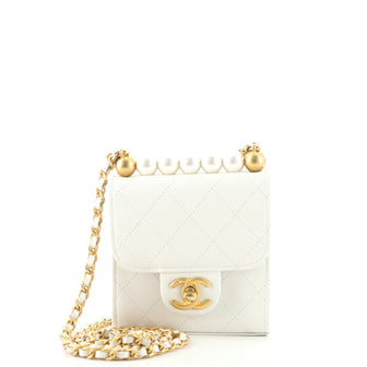 Chanel Chic Pearls Flap Clutch with Chain Quilted Goatskin Mini