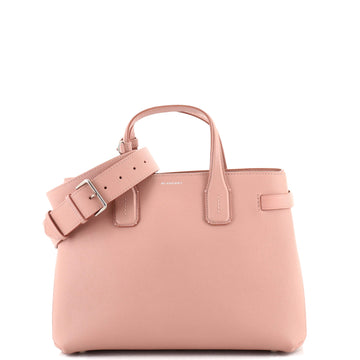 Burberry Banner Tote Leather and House Check Canvas Medium