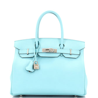 Hermes Birkin Handbag Blue Epsom with Palladium Hardware 30