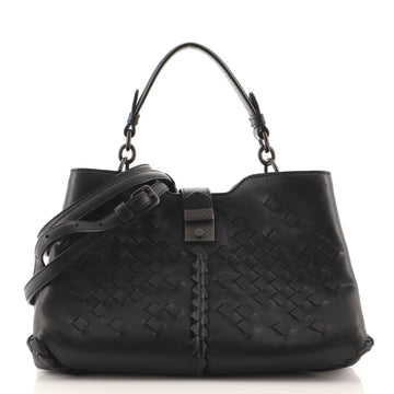 Bottega Veneta Convertible Flap Lock Shoulder Bag Leather and Intrecciato Nappa Small
