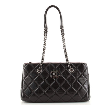 Chanel CC Chain Shopping Tote Quilted Glazed Calfskin Small
