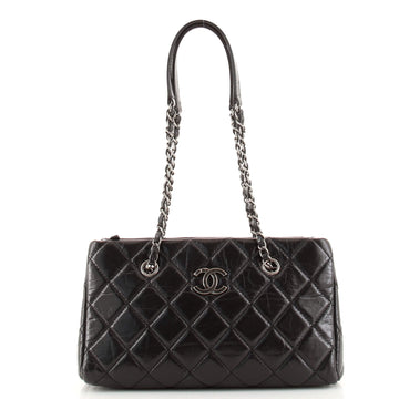 Chanel CC Chain Shopping Tote Quilted Glazed Calfskin Small