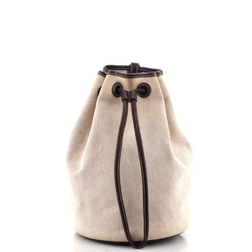 Hermes Sac Marin Recif Drawstring Bag Toile with Leather PM