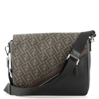 Fendi Forever Fendi Messenger Bag Zucca Coated Canvas and Leather