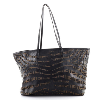 Fendi Roll Tote Zucca Canvas with Zebra Print Detail Medium
