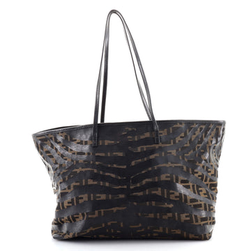 Fendi Roll Tote Zucca Canvas with Zebra Print Detail Medium