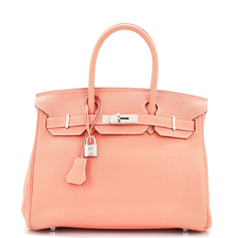 Hermes Birkin Handbag Pink Clemence with Palladium Hardware 30