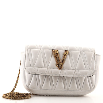 Versace Virtus Clutch on Chain Quilted Leather