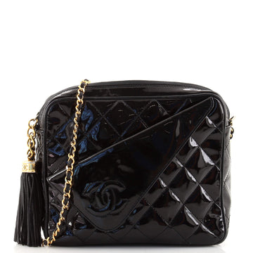 Chanel Vintage Camera Tassel Bag Quilted Patent Medium