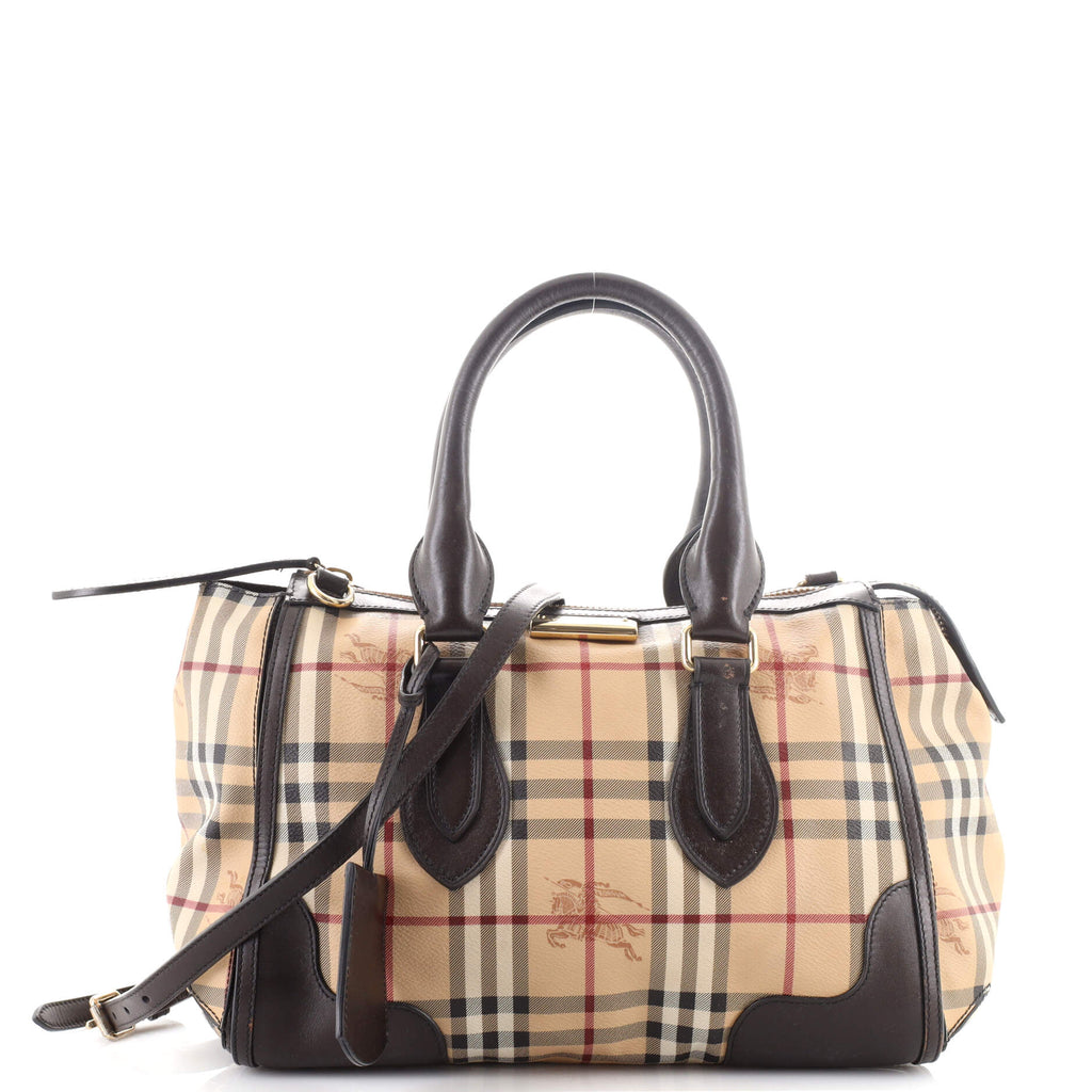 Burberry Gladstone Convertible Satchel Haymarket Coated Canvas Small -  ShopStyle