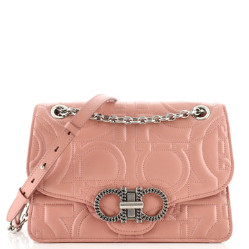 Salvatore Ferragamo Gancini Turnlock Flap Bag Gancini Quilted Leather Medium