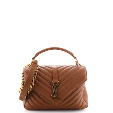 Saint Laurent Classic Monogram College Bag Matelasse Chevron Leather Medium