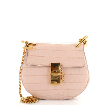 Chloe Drew Crossbody Bag Crocodile Embossed Leather Mini