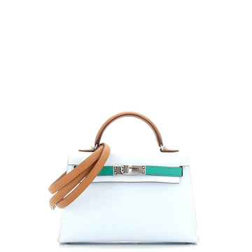 Hermes Kelly Mini II Bag Tricolor Epsom with Palladium Hardware 20