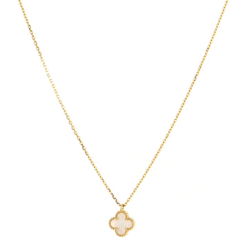 Van Cleef & Arpels Sweet Alhambra Pendant Necklace 18K Yellow Gold and Mother of Pearl