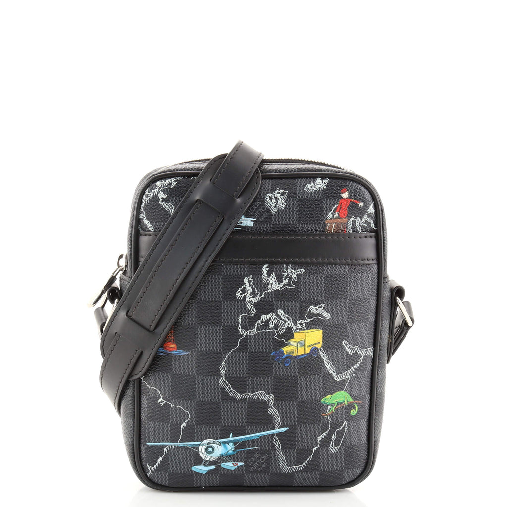 Louis Vuitton Danube Slim Bag Limited Edition Renaissance Map Damier  Graphite PM Black 1537952