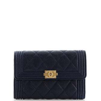 Chanel Boy Flap Wallet Chevron Caviar Small