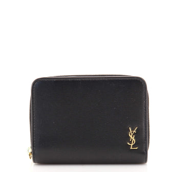 Saint Laurent Tiny Monogram Zip Around Wallet Leather Compact