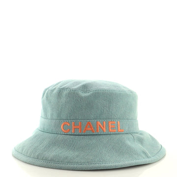 Chanel Logo Letters Bucket Hat Embroidered Denim