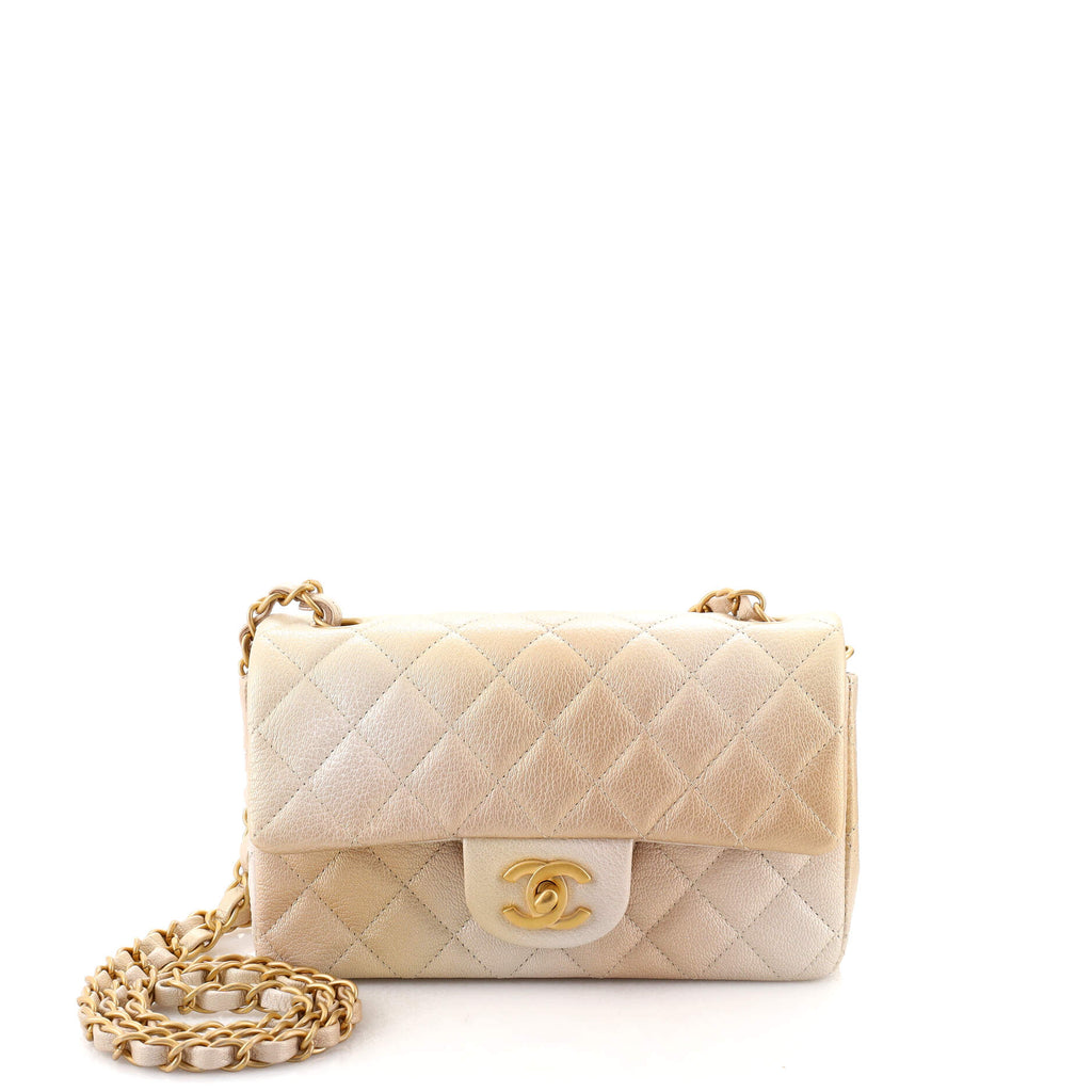 Chanel Small Classic Flap Quilted Metallic Goatskin Bag in