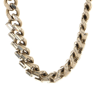 Saint Laurent Baguette Curb Chain Choker Necklace Metal with Crystals