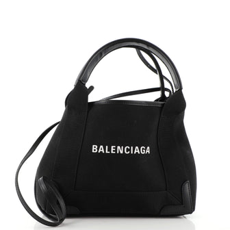 Balenciaga Navy Cabas Canvas and Leather XS