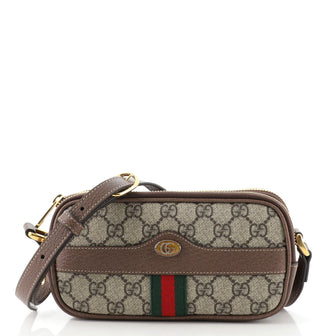 Gucci Ophidia Triple Zip Crossbody Bag GG Coated Canvas Mini