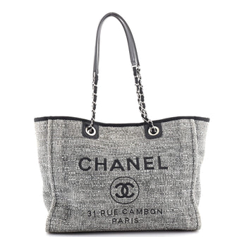 Chanel Shopping Tote GST Caviar Grey Blue / Beige