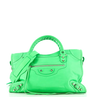 Balenciaga City Classic Studs Bag Lizard Embossed Leather Medium