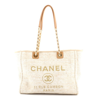 Chanel Deauville Tote Raffia with Glitter Detail Small