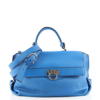 Salvatore Ferragamo Sofia Satchel Pebbled Leather Medium