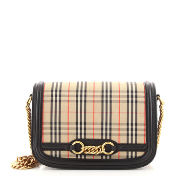 Burberry Link Flap Bag 1983 Knight Check Canvas Small