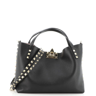 Valentino Rockstud Convertible Flip Lock Tote Leather Small
