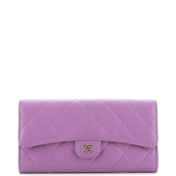 purple chanel flap wallet