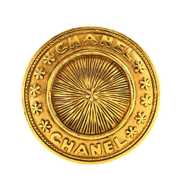 Chanel Vintage Logo Round Brooch Metal