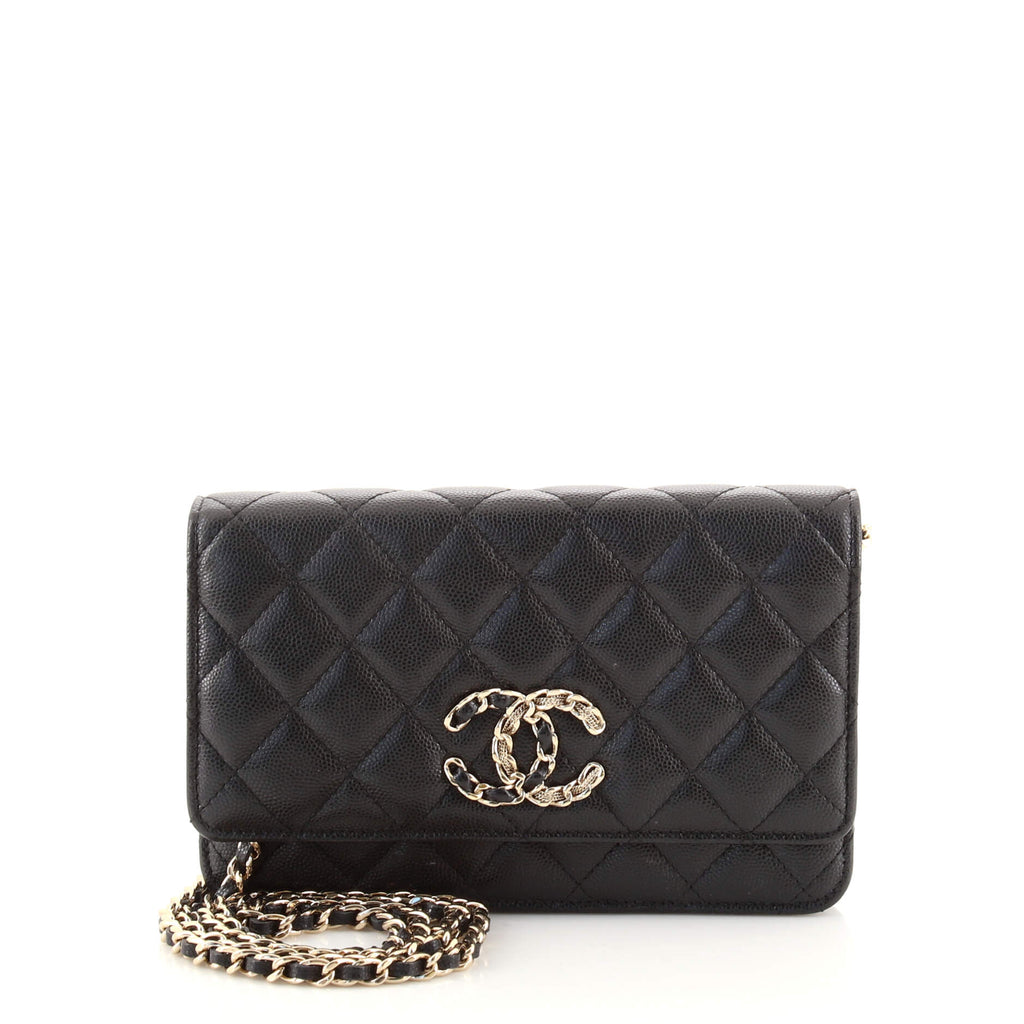 Chanel French New Wave Wallet on Chain Quilted Caviar Black 1539861