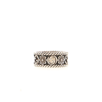Gucci Interlocking G Flower Band Ring Sterling Silver
