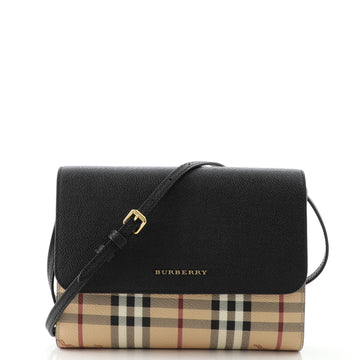 Burberry Loxley Crossbody Bag Haymarket Coated Canvas and Leather Small