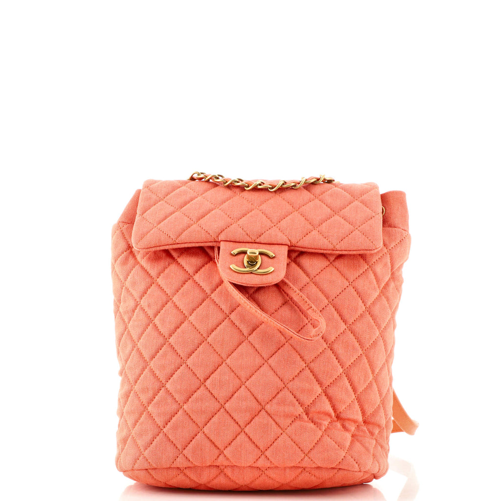 Chanel Urban Spirit Backpack Quilted Denim Small Orange 15403615