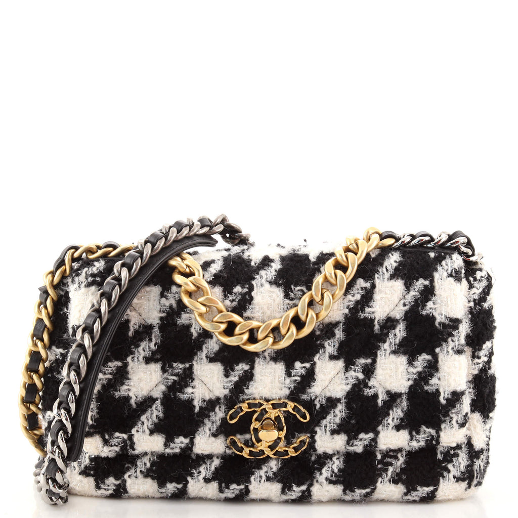 Black/ White Houndstooth Tweed Small 19 W/GHW