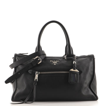 Prada Front Zip Convertible Satchel Vitello Phenix Medium