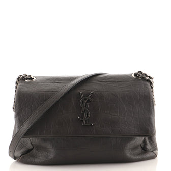 Saint Laurent West Hollywood Shoulder Bag Crocodile Embossed Leather Medium