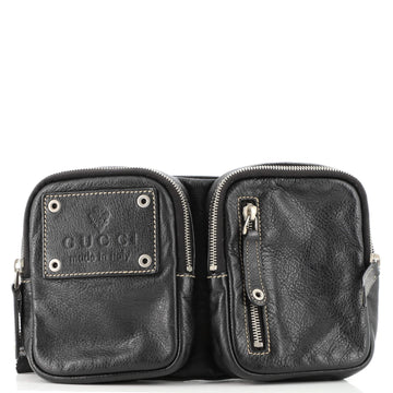 Gucci Crest Double Belt Bag Leather