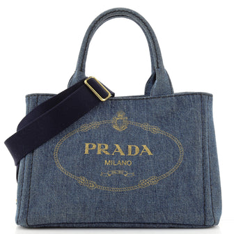 Prada Canapa Convertible Tote Denim Mini