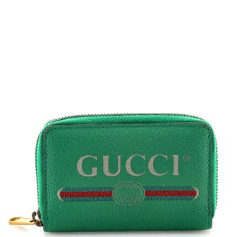 Gucci Logo Zip Card Case Printed Leather