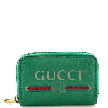 Gucci Logo Zip Card Case Printed Leather